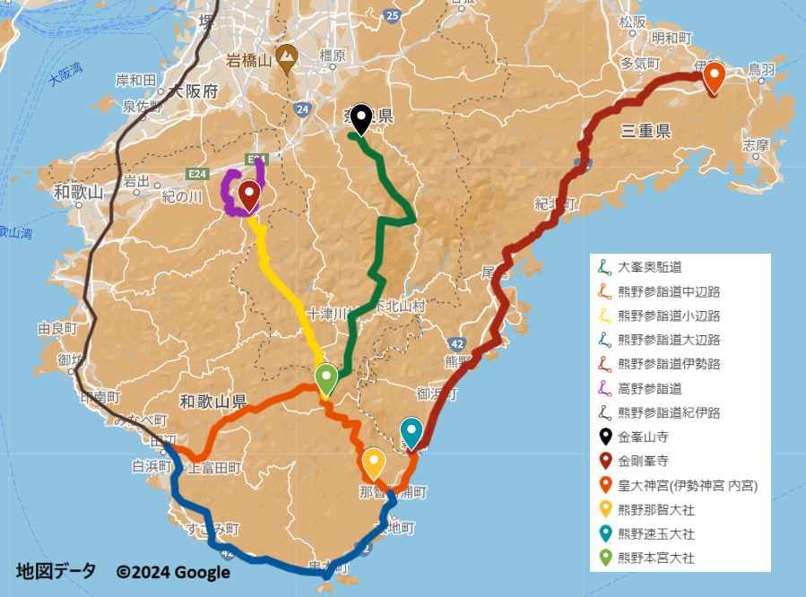 紀伊山地の霊場と参詣道　地図